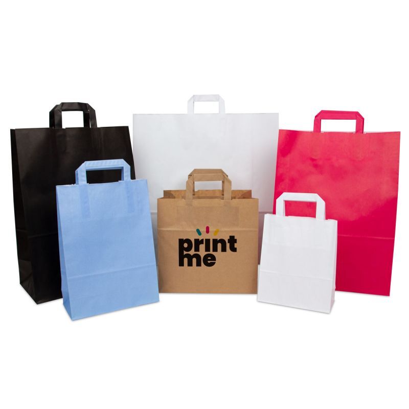 Budget papieren tassen met platte lussen laten bedrukken — ABC Brands