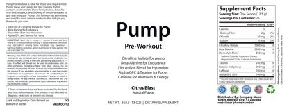 Pump Pre-Workout Citrus Blast 312g w/ Natural Flavor - officieel labelvoorbeeld [RT-OFFICIAL:ROC012:LABEL:v1:209F1F543299]