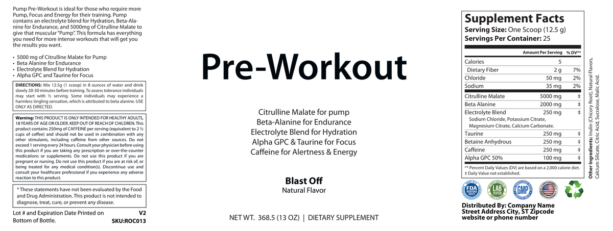 Pre-Workout Blast-Off 312g w/ Natural Flavor - officieel labelvoorbeeld [RT-OFFICIAL:ROC013:LABEL:v1:F1A4D03510D1]