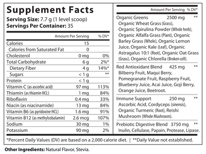 All-In/One Greens & Red SuperFood + Immune 270g Mixed Berry w/Natural Flavor - voedingswaarden en ingredienten [RT-OFFICIAL:ROC015:FACTS:v1:68AD8076A3FD]
