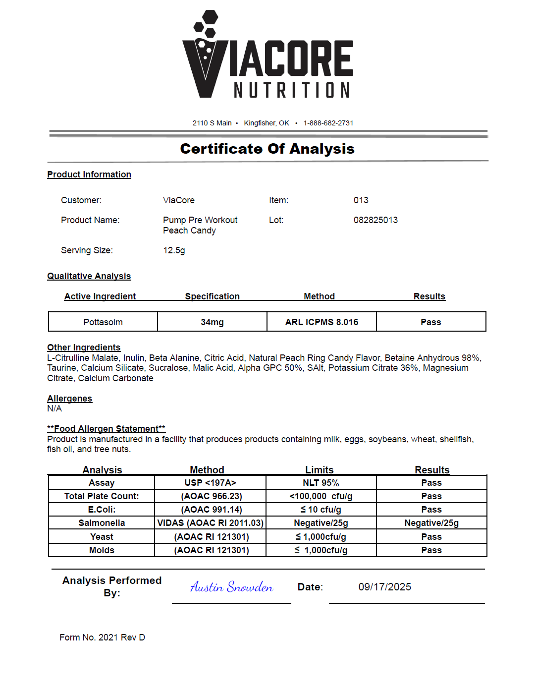 Pump Pre-Workout Georgia Peach Rings 312g - officieel analysecertificaat (COA) [RT-OFFICIAL:ROC018:COA:v1:4EB0ADB5FA84]