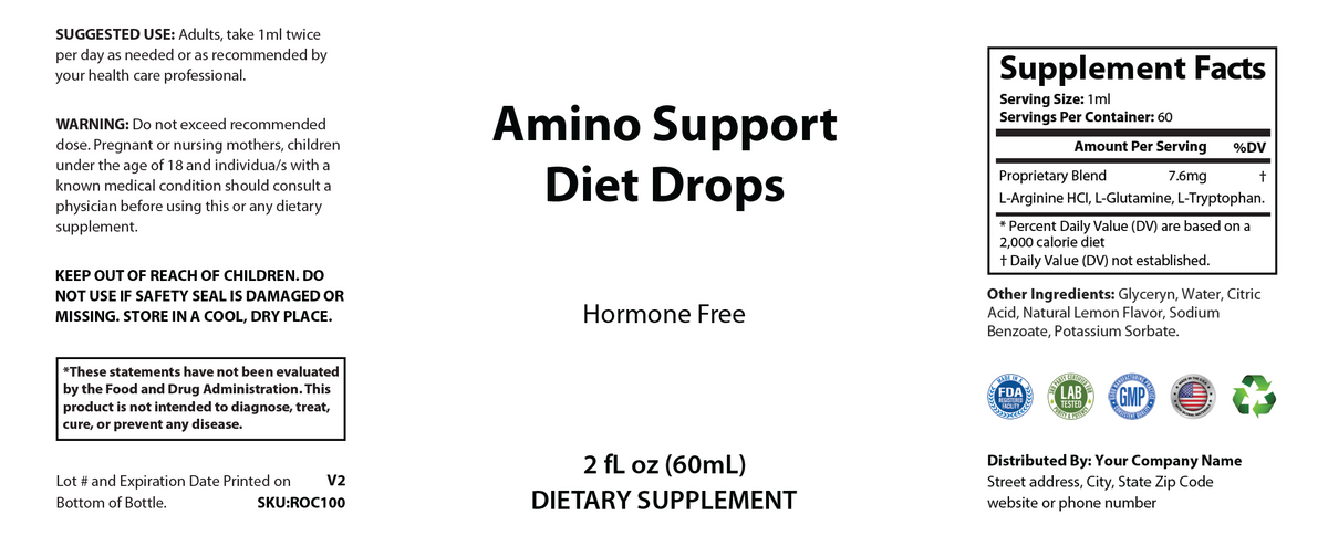 Amino Support Diet Drops - officieel labelvoorbeeld [RT-OFFICIAL:ROC100:LABEL:v1:5AF3747D9560]