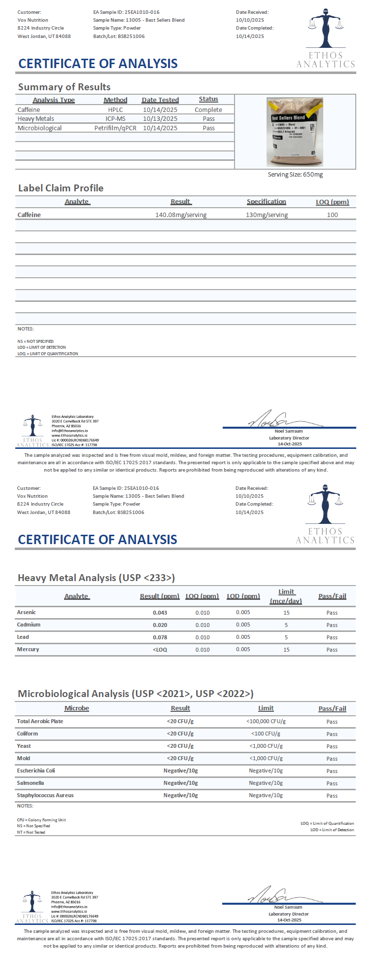 Best Sellers Blend - officieel analysecertificaat (COA) [RT-OFFICIAL:ROC105:COA:v1:C6A4E7ECBA4E]