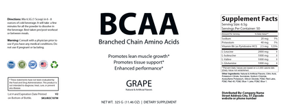 BCAA Grape 325g – 50 servings - officieel labelvoorbeeld [RT-OFFICIAL:ROC107M:LABEL:v1:F642C0467ECC]