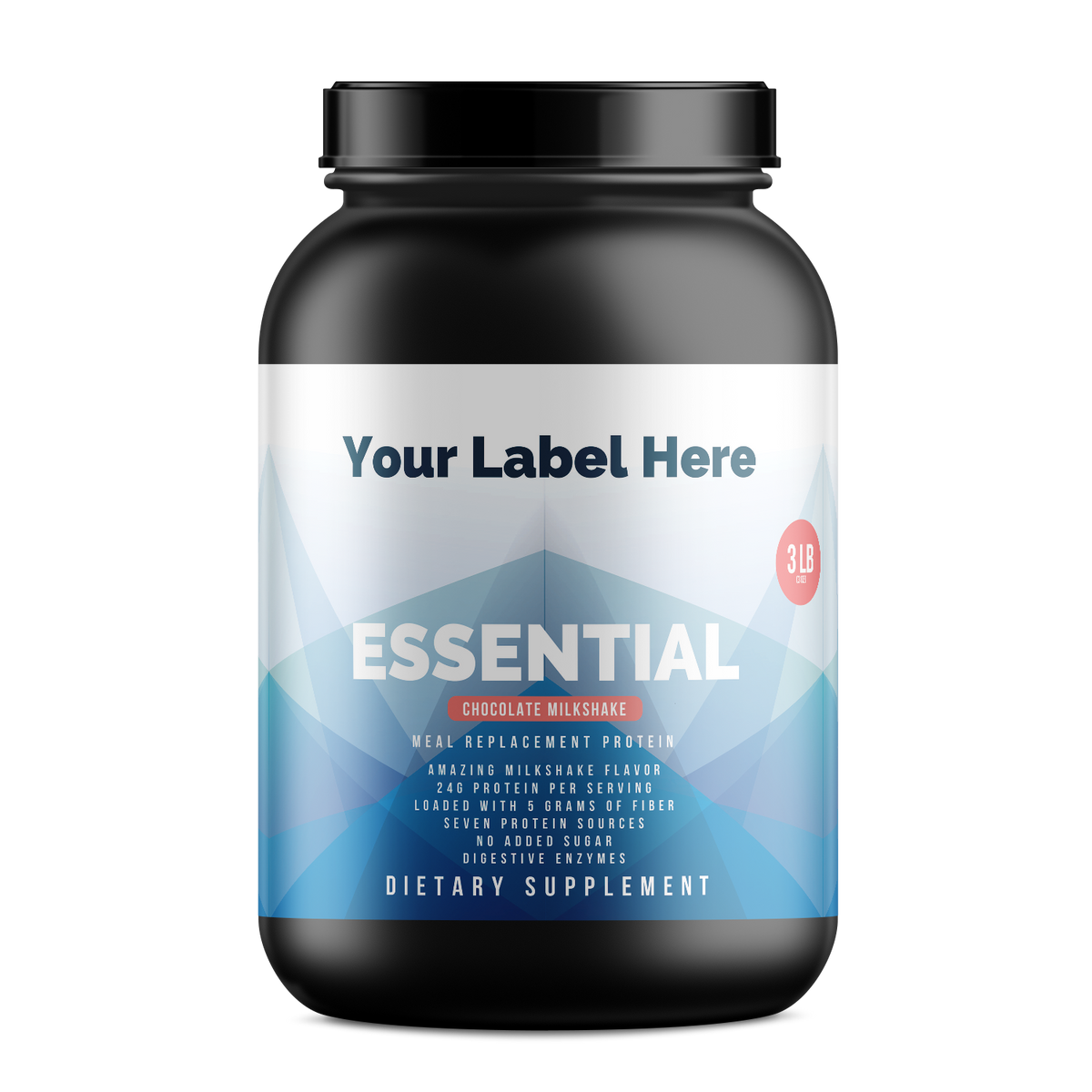 2.9lb Essential Meal Replacement Protein Chocolate Milkshake w/0% Added Sugar - officiele Rocktomic-productafbeelding [RT-OFFICIAL:ROC1205:HERO:v1:60AA47699486]