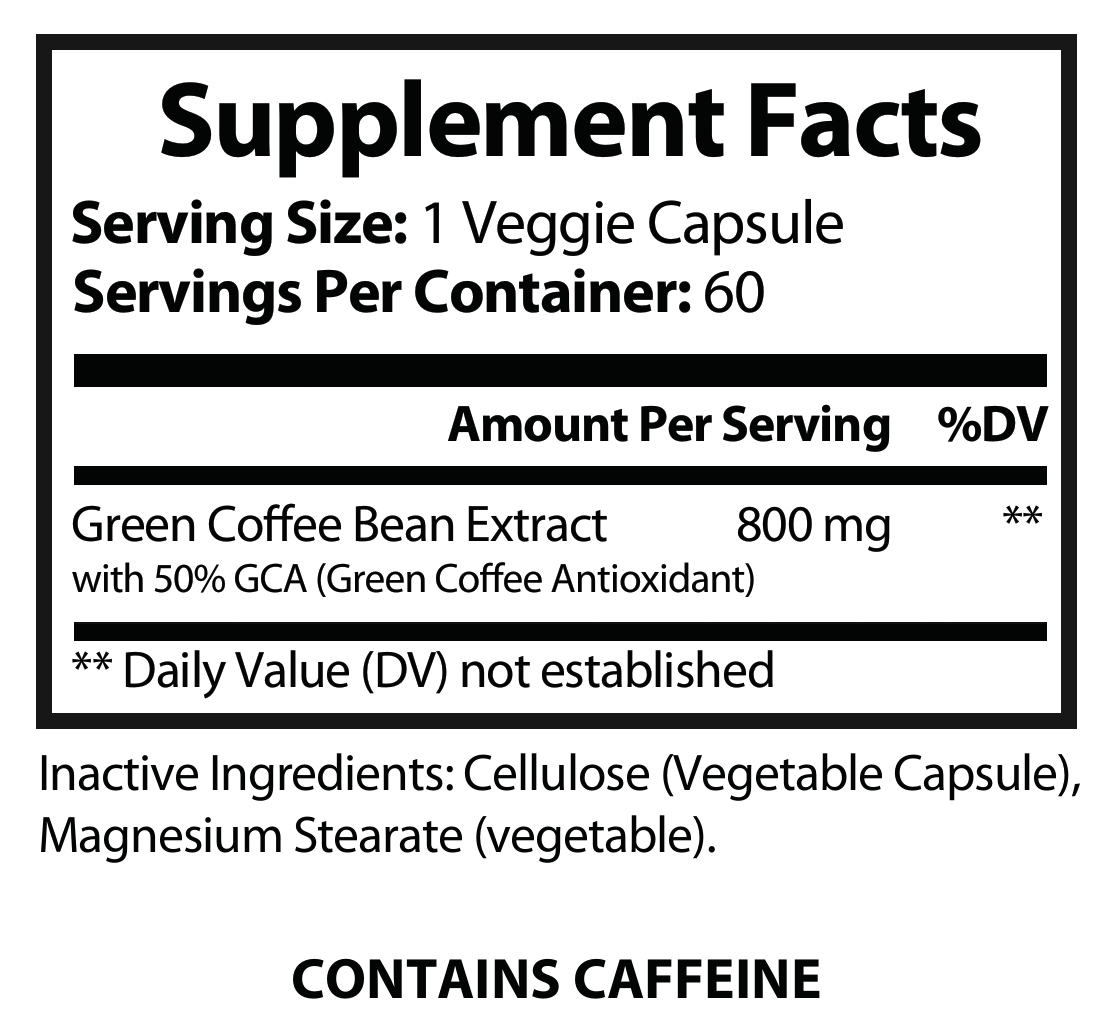 Green Coffee Bean w/GCA – 800mg - voedingswaarden en ingredienten [RT-OFFICIAL:ROC121:FACTS:v1:9B04AB135619]