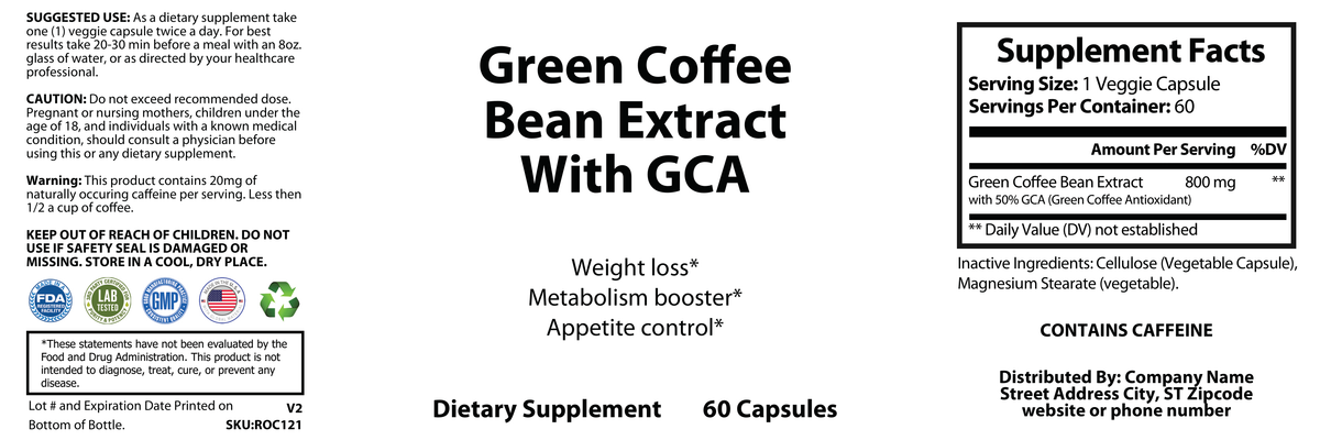Green Coffee Bean w/GCA – 800mg - officieel labelvoorbeeld [RT-OFFICIAL:ROC121:LABEL:v1:8F9221C5DFFA]