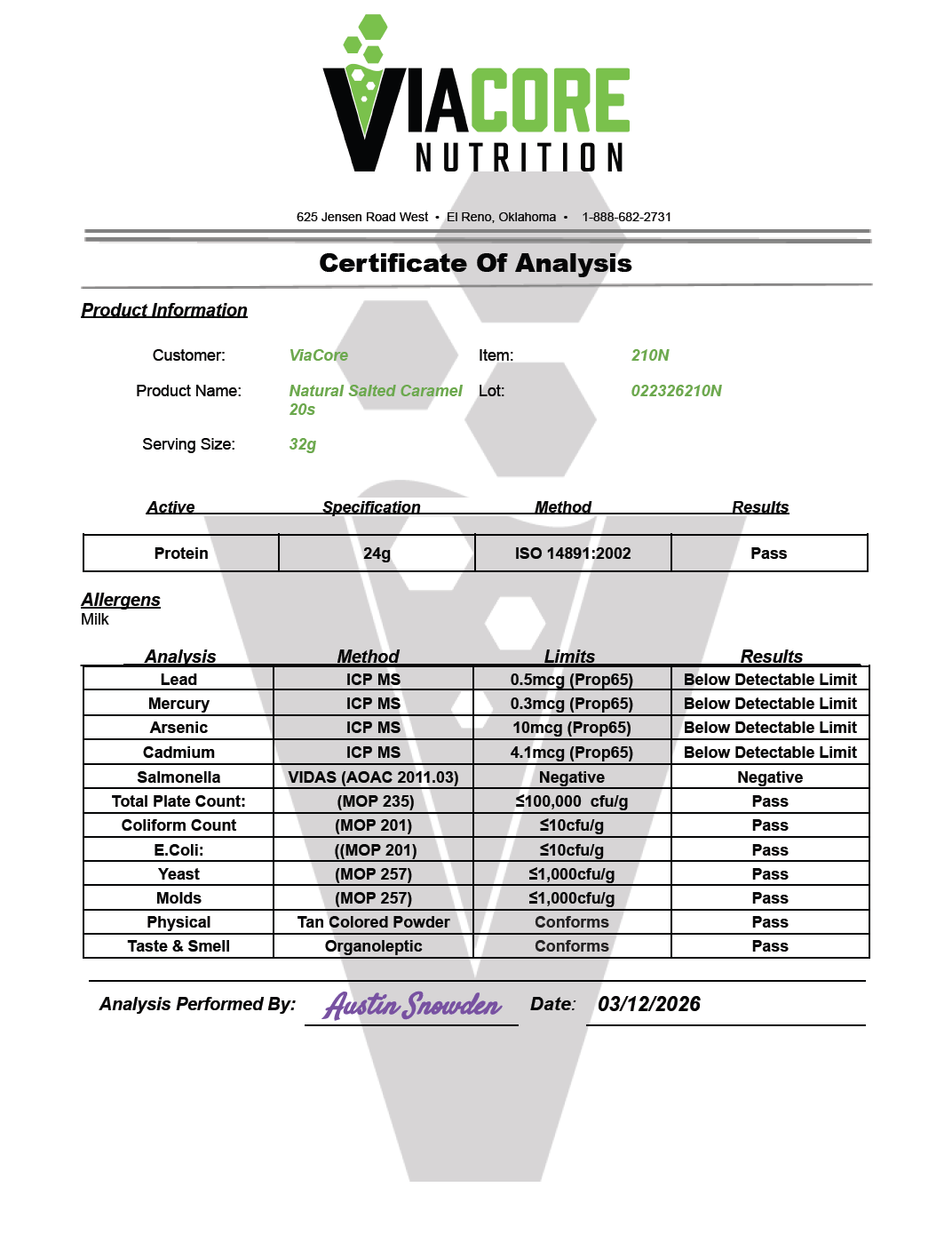 2lb Whey Natural Salted Caramel – 28 serv. - officieel analysecertificaat (COA) [RT-OFFICIAL:ROC210N:COA:v1:BD439E5B3D5B]