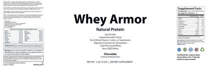 2lb Whey Armor Natural Protein Chocolate w/Stevia & Natural Flavor Non-GMO - officieel labelvoorbeeld [RT-OFFICIAL:ROC2201N:LABEL:v1:957BF728E780]