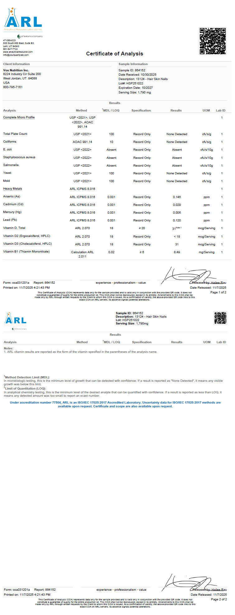 Biotin +E - officieel analysecertificaat (COA) [RT-OFFICIAL:ROC223:COA:v1:23AE6D852642]