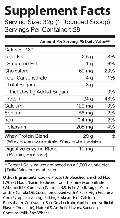 2lb Whey Cookies and Cream – 28 servings - voedingswaarden en ingredienten [RT-OFFICIAL:ROC2232:FACTS:v1:5D966E2A7FC4]