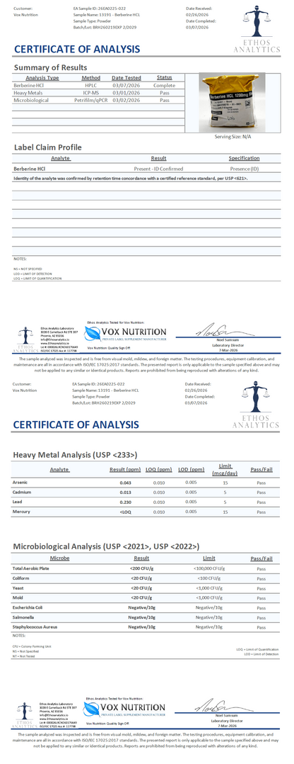 Berberine Plus - officieel analysecertificaat (COA) [RT-OFFICIAL:ROC2251:COA:v1:707716109EC9]
