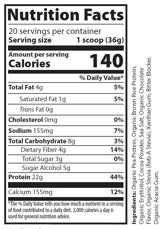1.5lb Pure Vegan Protein Rich Chocolate - voedingswaarden en ingredienten [RT-OFFICIAL:ROC260V:FACTS:v1:02B8BE8C5F68]