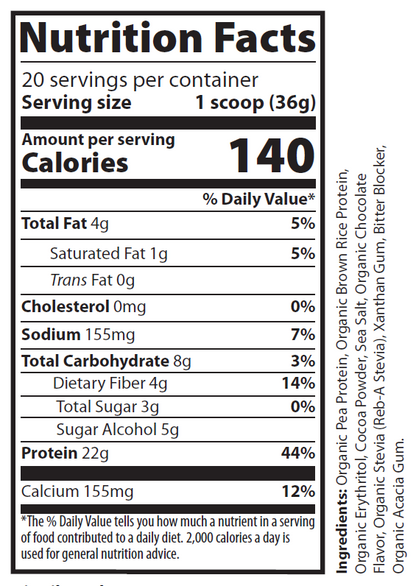 1.5lb Pure Vegan Protein Rich Chocolate - voedingswaarden en ingredienten [RT-OFFICIAL:ROC260V:FACTS:v1:02B8BE8C5F68]