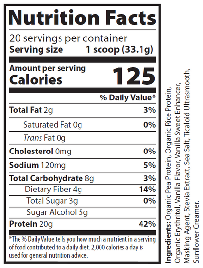 1.5lb Pure Vegan Protein Vanilla - voedingswaarden en ingredienten [RT-OFFICIAL:ROC263V:FACTS:v1:2D9DEEA3431C]