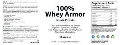 1lb 100% Whey Armor Isolate Protein Chocolate - officieel labelvoorbeeld [RT-OFFICIAL:ROC2811:LABEL:v1:EBA1FD5E02C9]