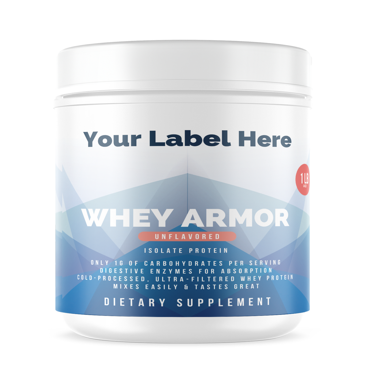 1lb Whey Armor Isolate Protein Unflavored - officiele Rocktomic-productafbeelding [RT-OFFICIAL:ROC2851:HERO:v1:9D47B439B334]