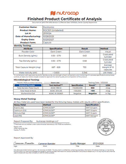 Chlorella Pure – 500mg - officieel analysecertificaat (COA) [RT-OFFICIAL:ROC301:COA:v1:C68C9FC50753]