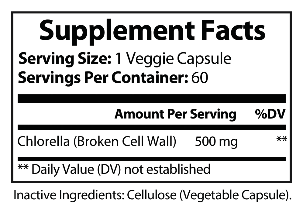 Chlorella Pure – 500mg - voedingswaarden en ingredienten [RT-OFFICIAL:ROC301:FACTS:v1:EACF63EA668A]