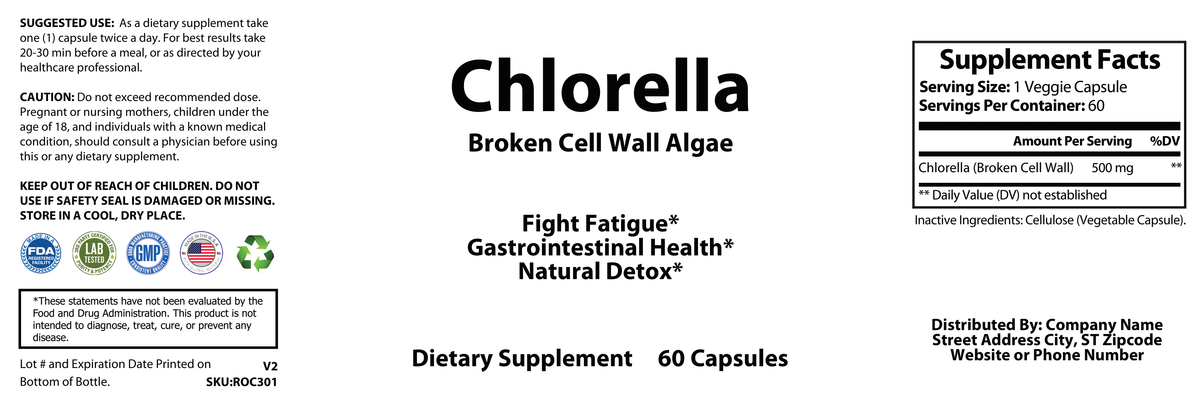 Chlorella Pure – 500mg - officieel labelvoorbeeld [RT-OFFICIAL:ROC301:LABEL:v1:D6E2E2734589]