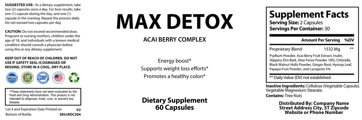 Max Detox W/Acai Berry - officieel labelvoorbeeld [RT-OFFICIAL:ROC304:LABEL:v1:819627C4D25E]
