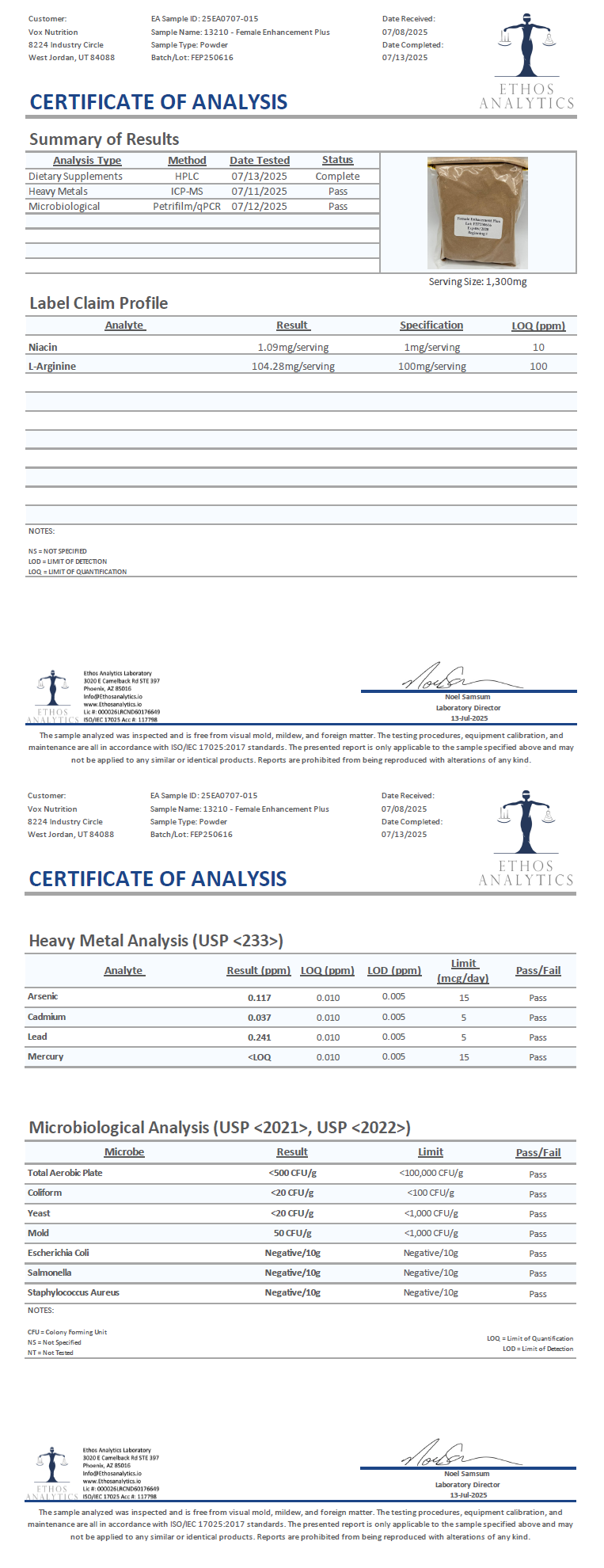 Female Enhancement Or Boost - officieel analysecertificaat (COA) [RT-OFFICIAL:ROC401:COA:v1:AB1643BD8AD4]