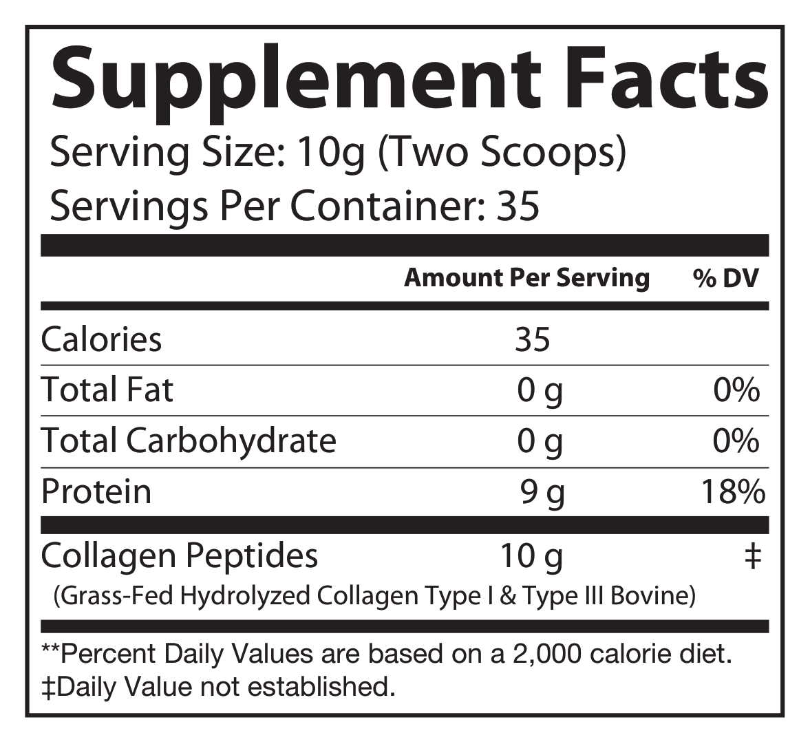 Collagen Type 1 & 3 Grass Fed 350g – 35 serv - voedingswaarden en ingredienten [RT-OFFICIAL:ROC450:FACTS:v1:BC087D5F32BE]