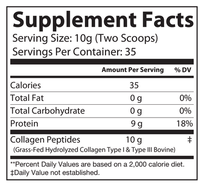 Collagen Type 1 & 3 Grass Fed 350g – 35 serv - voedingswaarden en ingredienten [RT-OFFICIAL:ROC450:FACTS:v1:BC087D5F32BE]