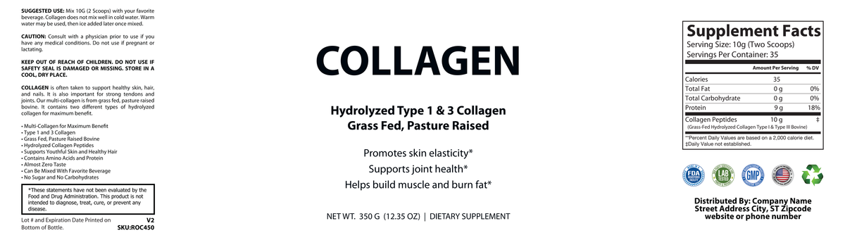 Collagen Type 1 & 3 Grass Fed 350g – 35 serv - officieel labelvoorbeeld [RT-OFFICIAL:ROC450:LABEL:v1:9FB16962E36E]