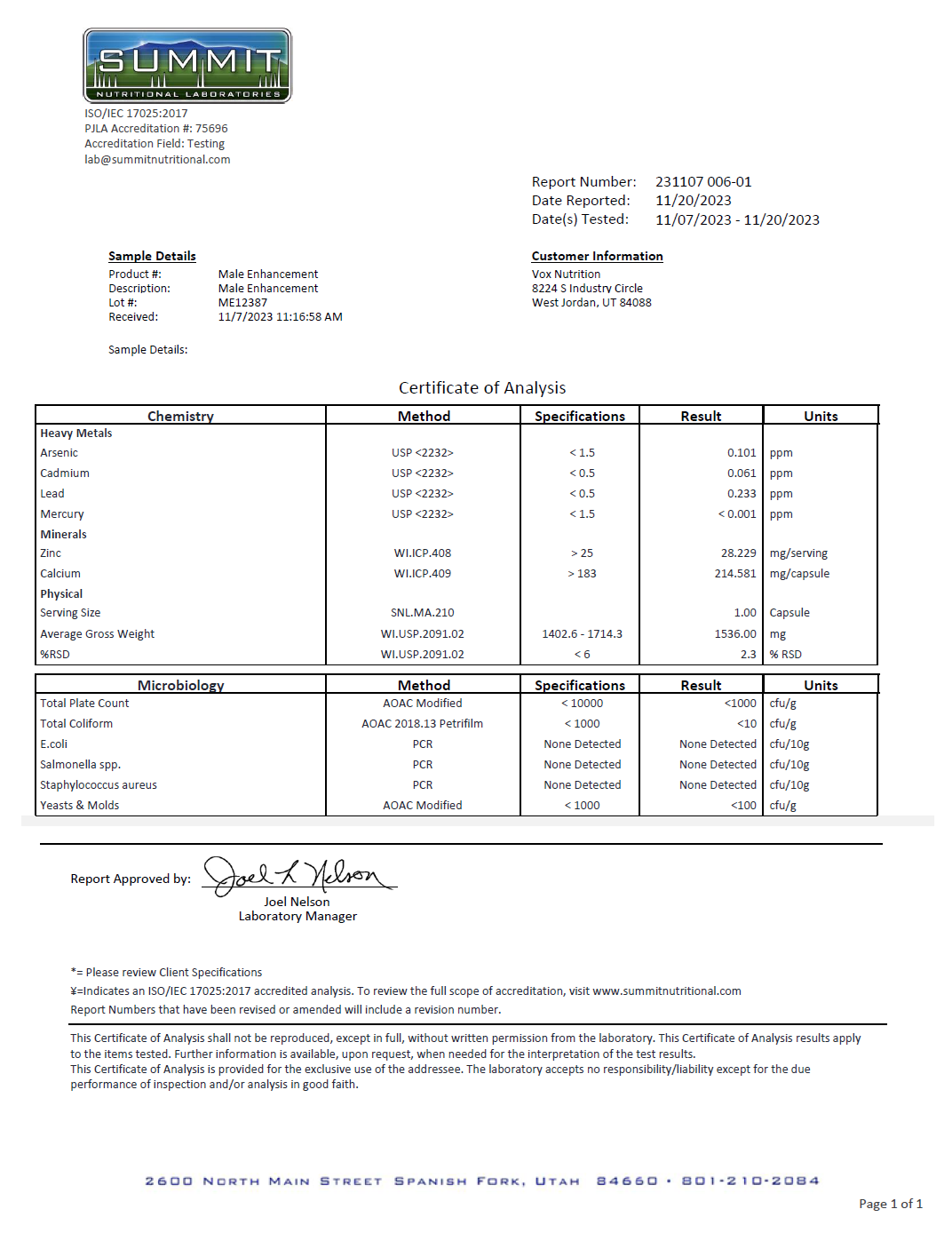 Male Enhancement Or Boost - officieel analysecertificaat (COA) [RT-OFFICIAL:ROC502:COA:v1:97176F98A178]
