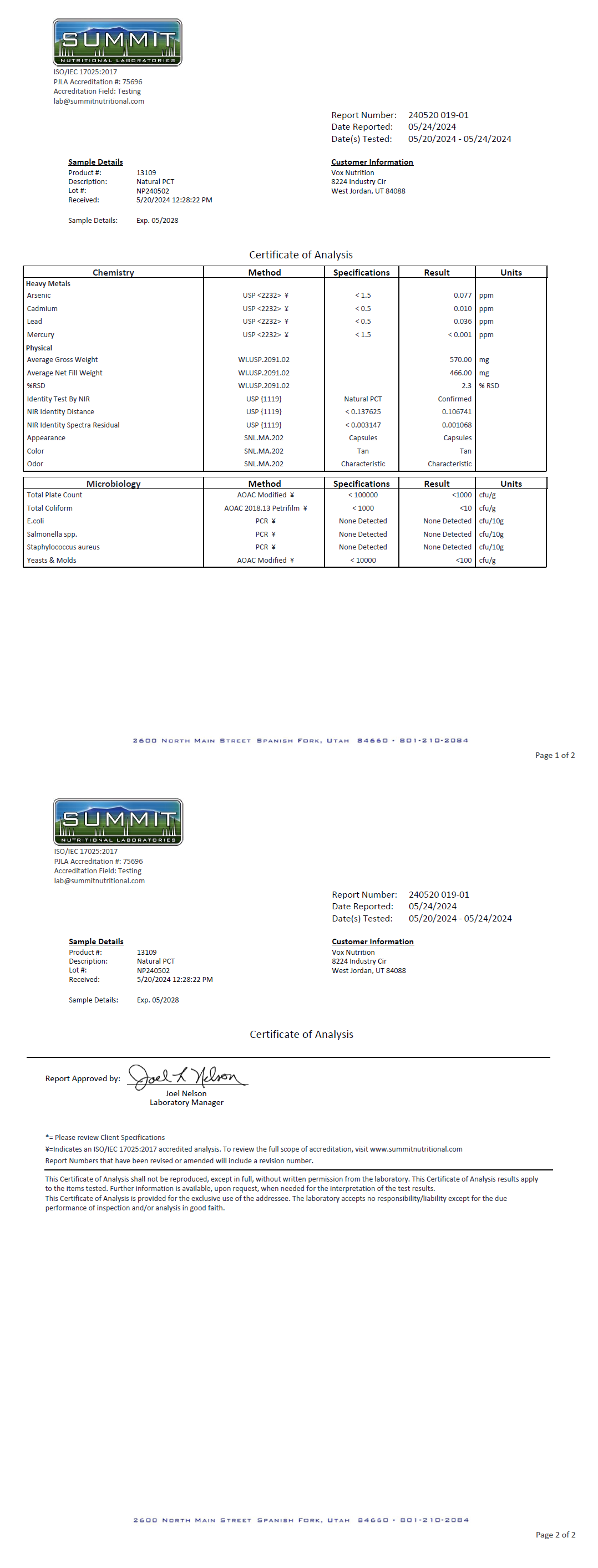 Natural PCT - officieel analysecertificaat (COA) [RT-OFFICIAL:ROC503:COA:v1:8CD6546DD99E]