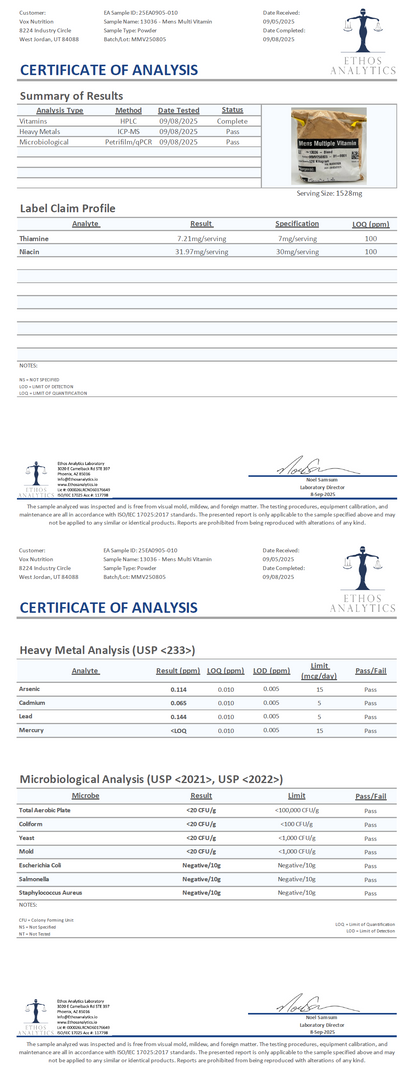 Ultra Multivitamin For Men - officieel analysecertificaat (COA) [RT-OFFICIAL:ROC507:COA:v1:597E688C6AB2]