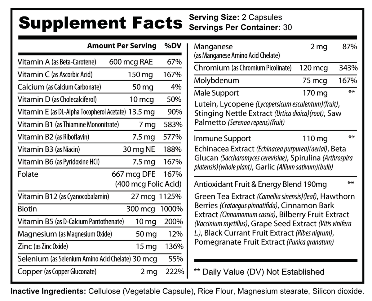 Ultra Multivitamin For Men - voedingswaarden en ingredienten [RT-OFFICIAL:ROC507:FACTS:v1:70896FD6746F]