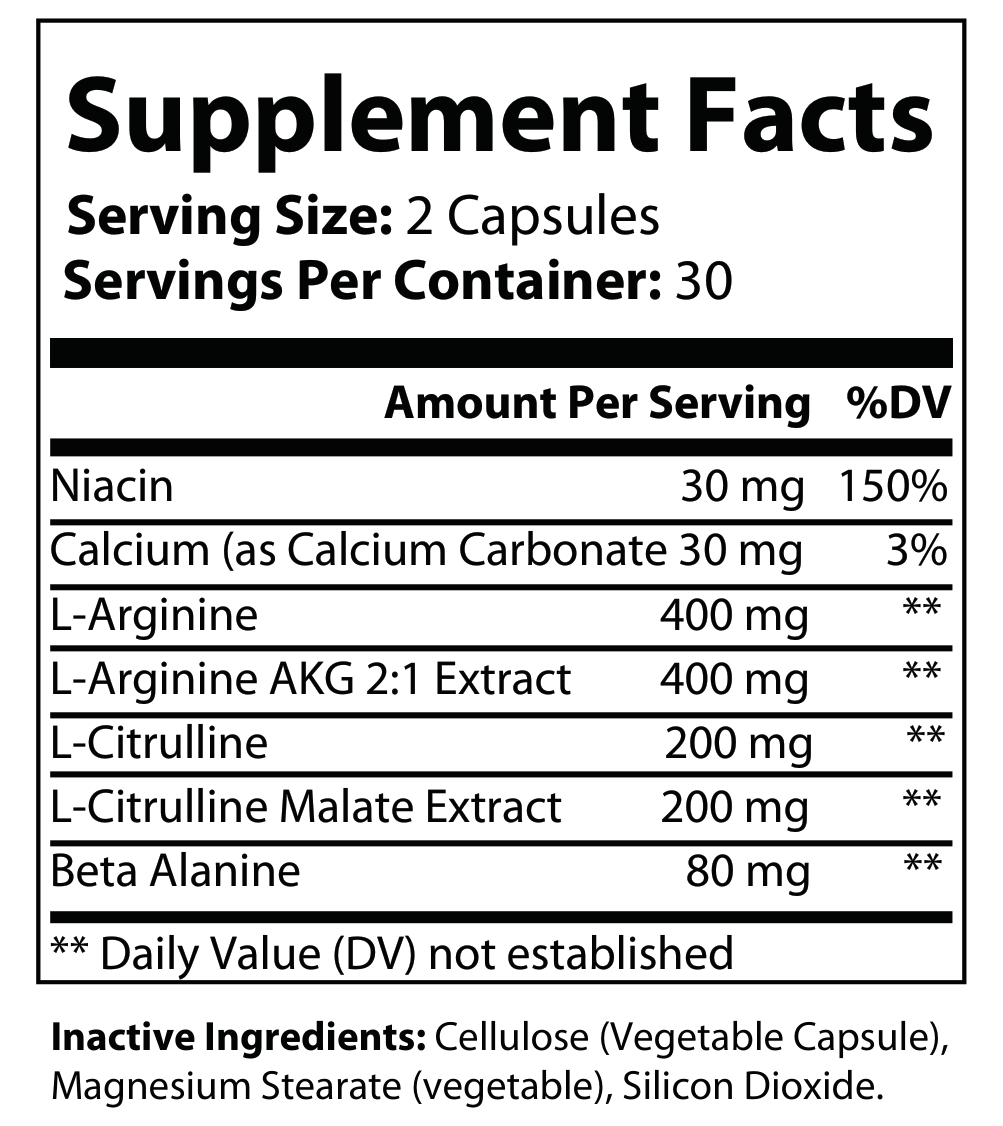 L-Arginine Capsules - voedingswaarden en ingredienten [RT-OFFICIAL:ROC601:FACTS:v1:115132B64EA3]