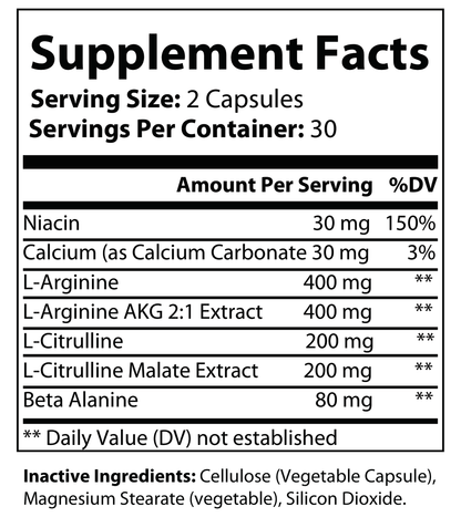 L-Arginine Capsules - voedingswaarden en ingredienten [RT-OFFICIAL:ROC601:FACTS:v1:115132B64EA3]