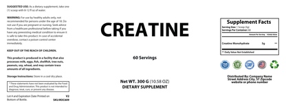 Creatine Powder 300g - officieel labelvoorbeeld [RT-OFFICIAL:ROC609:LABEL:v1:B1CC43D1BF55]
