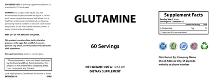 Glutamine Powder 300g - officieel labelvoorbeeld [RT-OFFICIAL:ROC610:LABEL:v1:84F1A141AEC3]