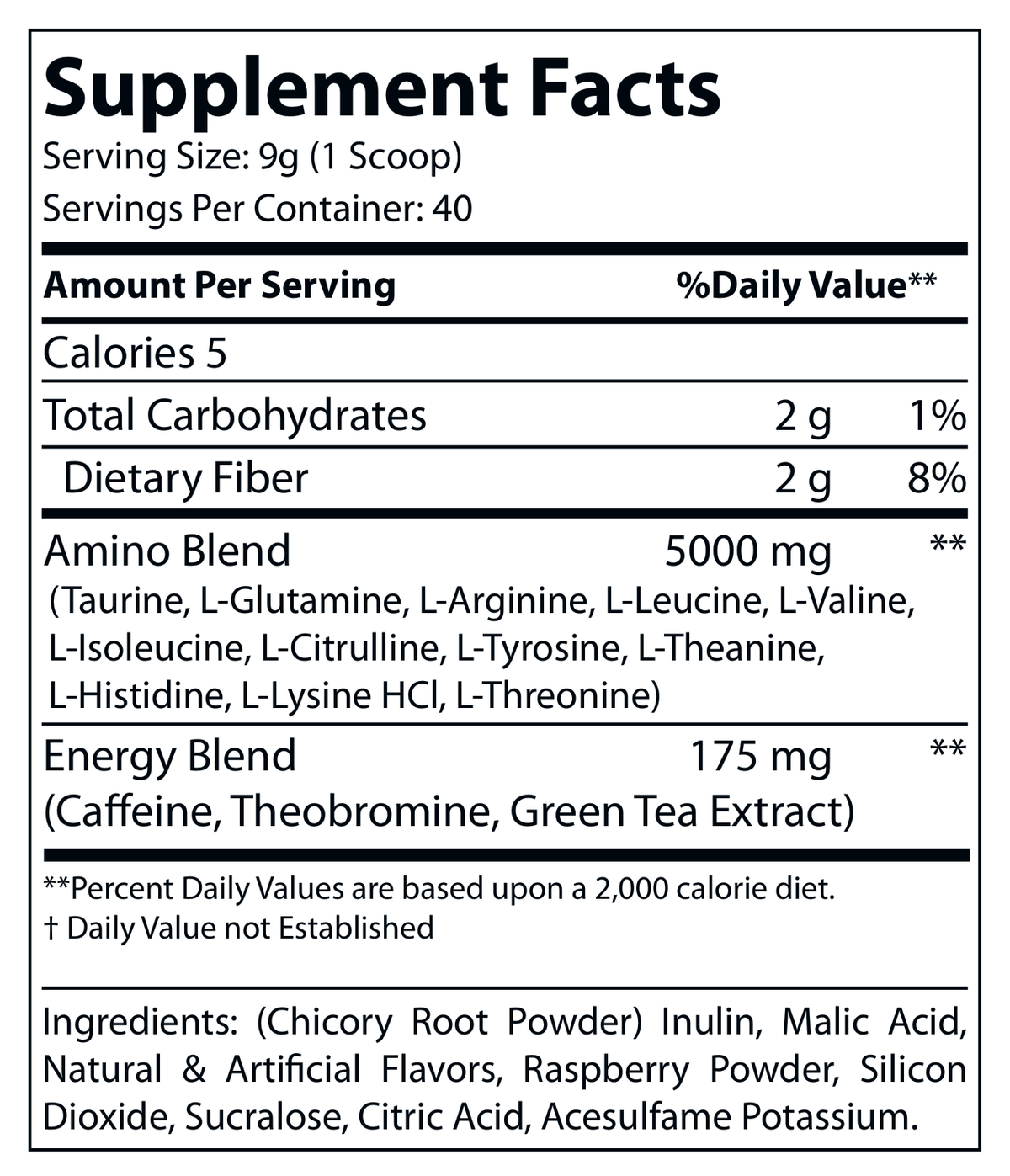 Energized Aminos Raspberry Iced Tea 360g – 40 serv - voedingswaarden en ingredienten [RT-OFFICIAL:ROC612:FACTS:v1:EA144224407E]