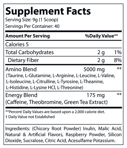 Energized Aminos Raspberry Iced Tea 360g – 40 serv - voedingswaarden en ingredienten [RT-OFFICIAL:ROC612:FACTS:v1:EA144224407E]