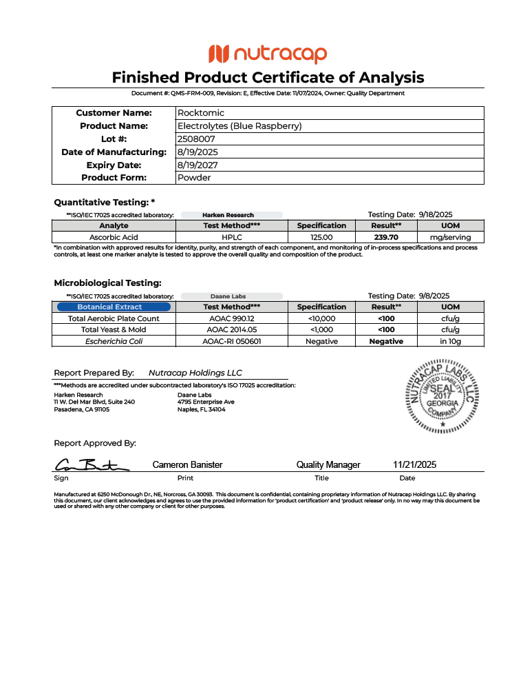 ION + Select Electrolyte Formula - officieel analysecertificaat (COA) [RT-OFFICIAL:ROC617:COA:v1:E78B16277299]