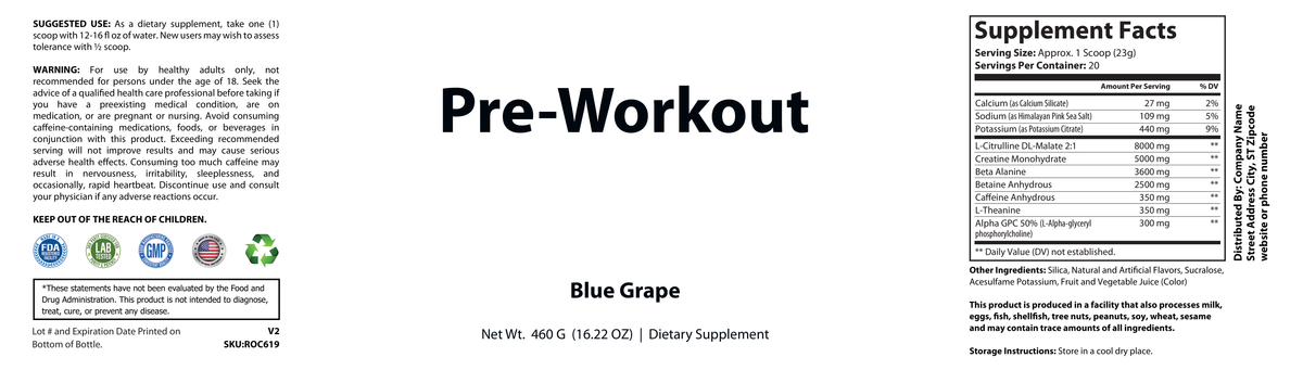 Pre-Workout w/Creatine 5g (Grape Annihilation) - officieel labelvoorbeeld [RT-OFFICIAL:ROC619:LABEL:v1:CDCB4391541B]