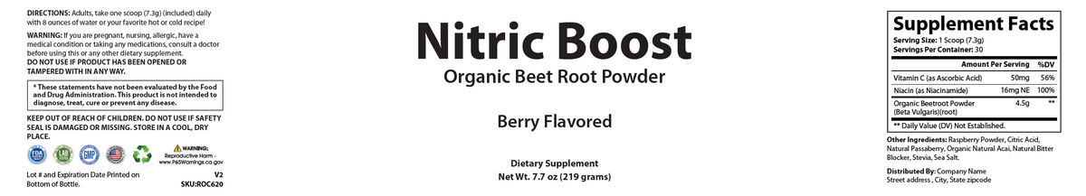 Nitric Boost – Organic Beet Root Powder - officieel labelvoorbeeld [RT-OFFICIAL:ROC620:LABEL:v1:A83290650587]