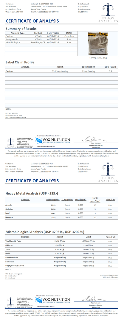 Primal Colostrum Powder 76.5g - officieel analysecertificaat (COA) [RT-OFFICIAL:ROC621:COA:v1:56E71C69A5EA]