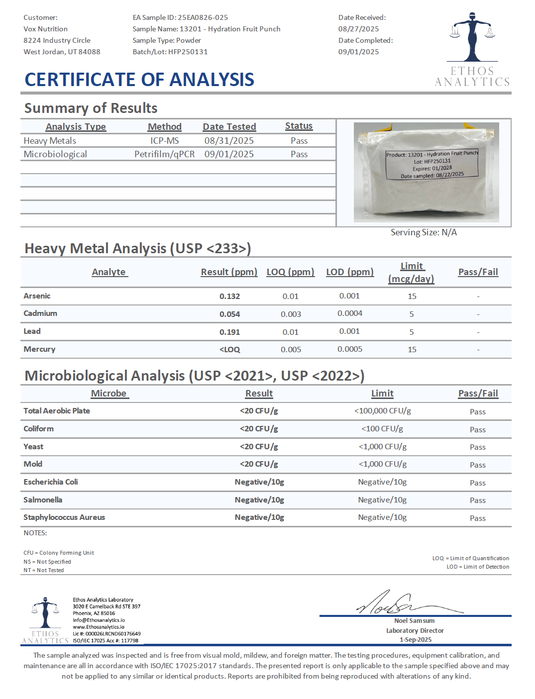 HydraFuel ION2+ Hydration Formula – Fruit Punch - officieel analysecertificaat (COA) [RT-OFFICIAL:ROC622:COA:v1:D2054582A4F9]