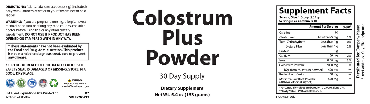 Primal Colostrum Powder 153g - officieel labelvoorbeeld [RT-OFFICIAL:ROC623:LABEL:v1:1E0F717FBEAA]