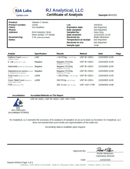 Vitamin C Serum 2oz - officieel analysecertificaat (COA) [RT-OFFICIAL:ROC714:COA:v1:8F0ADBC05AF7]