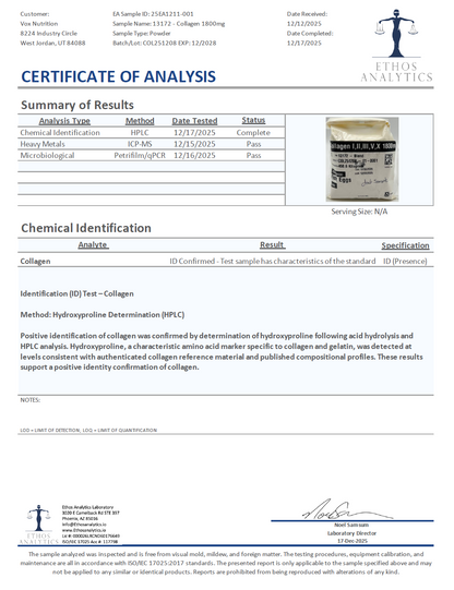 Collagen (Full Spectrum) - officieel analysecertificaat (COA) [RT-OFFICIAL:ROC717:COA:v1:742A3A14FEEC]