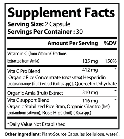 Plant-Source Vitamin C - voedingswaarden en ingredienten [RT-OFFICIAL:ROC730:FACTS:v1:B44EDF3410A7]