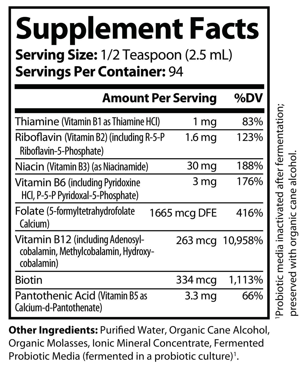 Fermented Vitamin B Complex 8 fl oz - voedingswaarden en ingredienten [RT-OFFICIAL:ROC731:FACTS:v1:06AB57DA38D6]