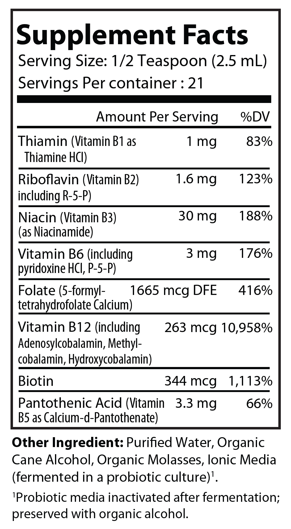 Fermented Vitamin B Complex 2 fl oz - voedingswaarden en ingredienten [RT-OFFICIAL:ROC732:FACTS:v1:6F52884C8C9B]
